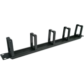 Organizator kabli 1U 19" z przepustem szczotkowym, 5 plastikowych uchwytów, czarny ALANTEC