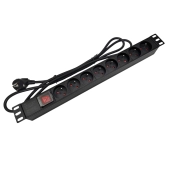 Listwa zasilająca 19" 230V - 8 gniazd (typu E - CEE 7/5), z wyłącznikiem LED, kabel 1,8m CEE 7/7 ALANTEC