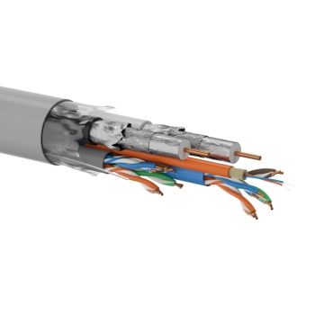 Kabel hybrydowy Multimedialny 2 x U/UTP kat.5E + 2 x RG6 + 2 x FO G657A1, PVC, szary 350m Q-LANTEC