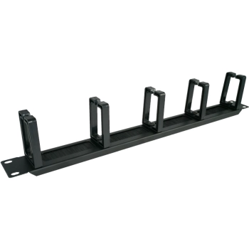 Organizator kabli 1U 19" z przepustem szczotkowym, 5 plastikowych uchwytów, czarny ALANTEC