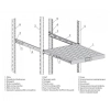 Półka ruchoma IR/1U 305 mm (gł. montażu: 350-450 mm) mocowana na 4 belkach - czarna ZPAS-104026