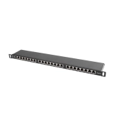 PATCH PANEL 24 PORT 0.5U 19" KAT.5E FTP EKRANOWANY CZARNY LANBERG