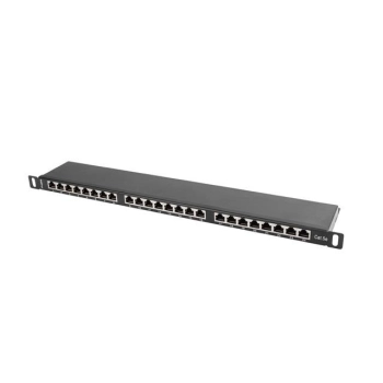 PATCH PANEL 24 PORT 0.5U 19" KAT.5E FTP EKRANOWANY CZARNY LANBERG