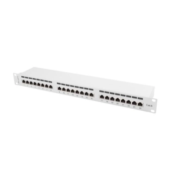 PATCH PANEL 24 PORT 1U 19" KAT.6 FTP EKRANOWANY SZARY LANBERG