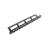 PATCH PANEL PUSTY 24 PORT 1U 19" NAPRZEMIENNY Z ORGANIZEREM DO MODUŁÓW KEYSTONE CZARNY LANBERG