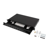 PRZEŁĄCZNICA ŚWIATŁOWODOWA LANBERG 12XSC SIMPLEX / 12XLC DUPLEX RACK 19" 1U CZARNA + AKCESORIA (tacka spawów, )