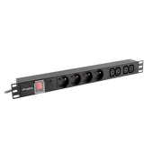 LISTWA ZASILAJĄCA RACK PDU 19" LANBERG 1U 10A 4X 230V PL 4X IEC C13 2M CZARNA C14