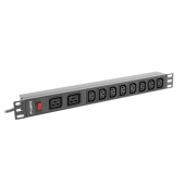 LISTWA ZASILAJĄCA RACK PDU 19" LANBERG 1U 16A 2M 2X C19 8X IEC C13 CZARNA C20