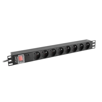 LISTWA ZASILAJĄCA RACK PDU 19" LANBERG 1U 16A 8X 230V PL 2M CZARNA