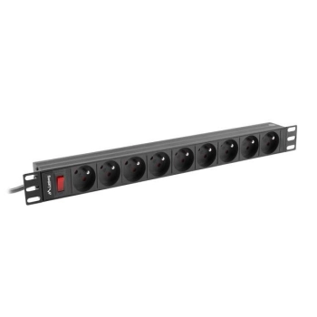 LISTWA ZASILAJĄCA RACK PDU 19" LANBERG 1U 16A 9X 230V PL 3M CZARNA