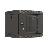 Szafa Instalacyjna Rack Wisząca 10" 4U 300x300 Czarna Drzwi Przeszklone (Flat Pack) LANBERG