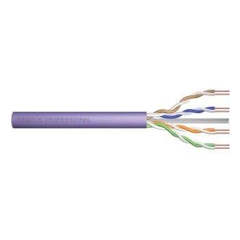 Kabel instalacyjny DIGITUS kat.6, U/UTP, Eca, AWG 23/1, LSOH, 305m, fioletowy, karton