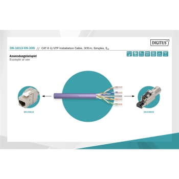 Kabel instalacyjny DIGITUS kat.6, U/UTP, Eca, AWG 23/1, LSOH, 305m, fioletowy, karton-120353
