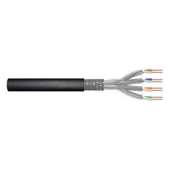Kabel instalacyjny zewnętrzny suchy DIGITUS kat.7, S/FTP, Fca, AWG 23/1, PE, 100m, czarny