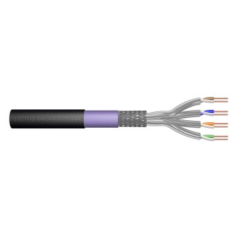 Kabel instalacyjny zewnętrzny suchy DIGITUS kat.7, S/FTP, AWG 23/1, PE/LSOH, 1000m, czarny