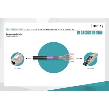 Kabel instalacyjny zewnętrzny suchy DIGITUS kat.7, S/FTP, AWG 23/1, PE/LSOH, 1000m, czarny-120505