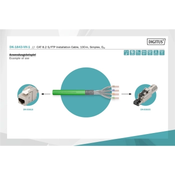 Kabel instalacyjny DIGITUS kat.8.2, S/FTP, Dca, AWG 22/1, LSOH, 100m, zielony-120604