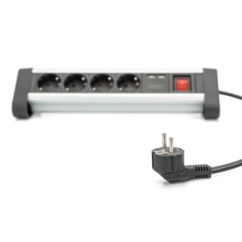 Listwa zasilająca biurowa 45° 4 gniazda 2x USB (5 V/ 2 A) z możliwością obrotu o 290°-121299