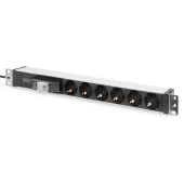 Listwa zasilająca PDU 19" Rack, 6x schuko, 2.0m, 1x wtyk unischuko, 16A, wyłącznik nadprądowy