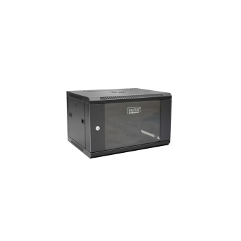 Szafa sieciowa wisząca 19" 6U rack 600x450, drzwi szyba, czarny, niedzielona, złożona, 60kg