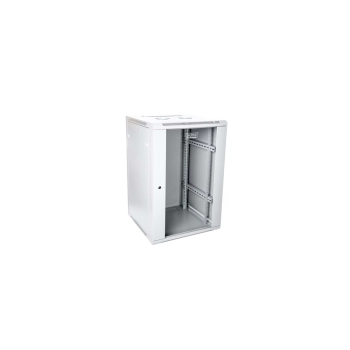 Szafa sieciowa wisząca 19" 18U rack 600x600, drzwi szyba, szary, niedzielona, złożona, 60kg