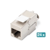 Moduł (gniazdo) keystone RJ45 (8P8C) kat.6A, STP, ekranowany, beznarzędziowy, stalowy, 24szt