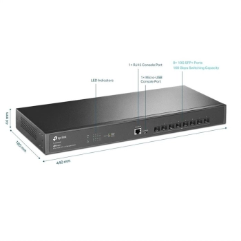 SWITCH TL-SX3008F, 8 portw SFP+ 10 Gb/s, 1 port RJ45, 1 port microUSB / TP-Link-136485